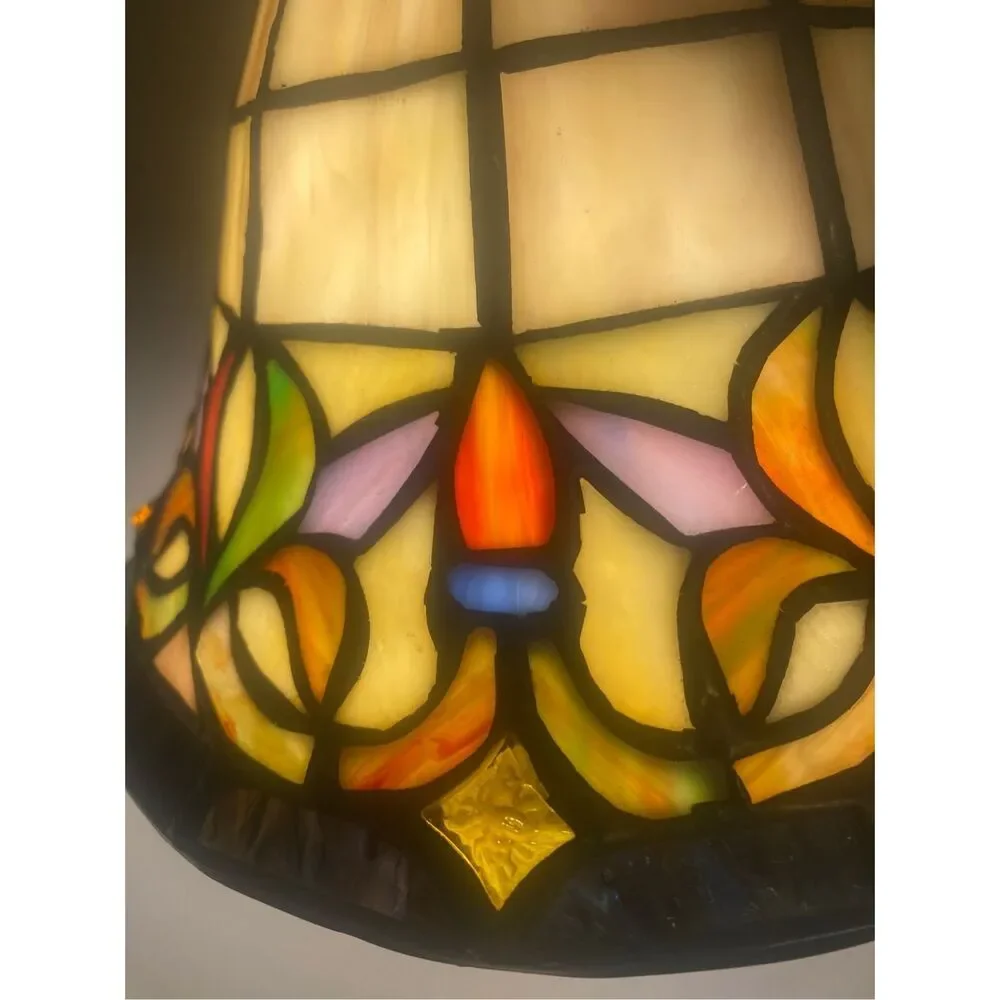 Tiffany Style Stain Glass Handcrafted Lampshade 5” High, 6”Wide, 1 1/2” opening